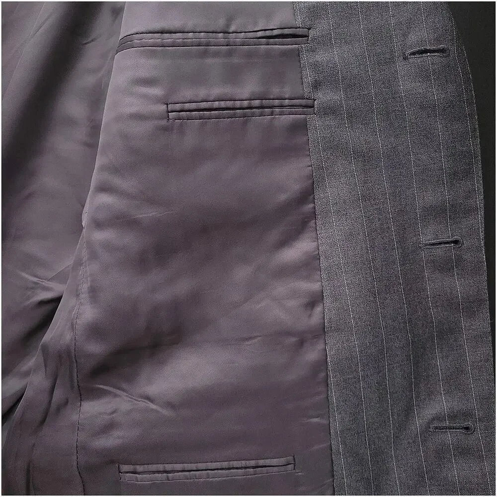 Ermenegildo Zegna Su Misura Wool Pinstripe Blazer Mens 40R Gray Italy 3 Button